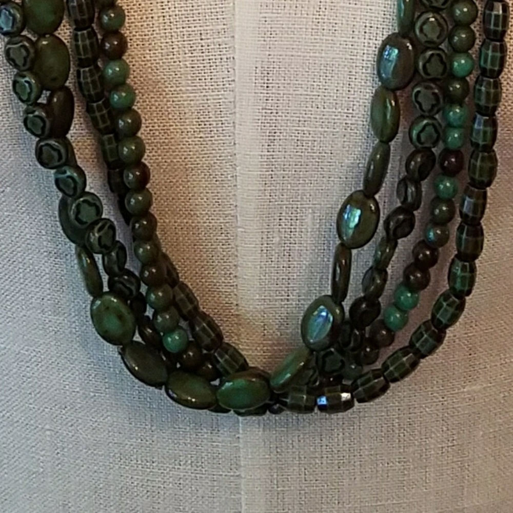 Hip Multi-Strand Ceramic  Bead Necklace